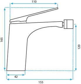 Rea Avalon, bidé csaptelep h-165, matt fekete, REA-B1119