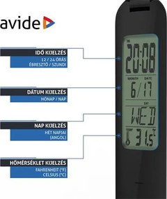 Asztali lámpa, LED, 4W, AVIDE Calendar, fekete (AVALRGBB)