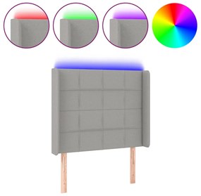 világosszürke szövet LED-es fejtámla 93x16x118/128 cm