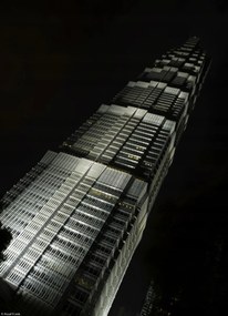 Poszter 20,5x28,4cm Jinmao torony éjszaka Sanghajban, Assaf Frank