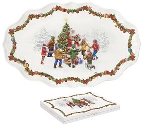 Porcelán ováltálca 40x25,5cm, dobozban, Christmas Round Dance