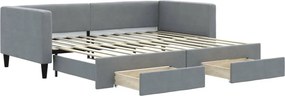 vidaXL világosszürke kihúzható szövet heverő fiókokkal 90 x 200 cm