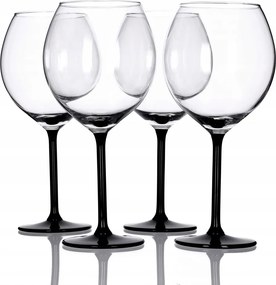 4 Borospohár Xxl Fekete Kés 600ml