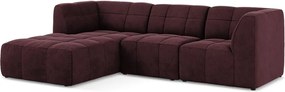 Borvörös bársony sarokkanapé (bal oldali-heverő résszel) Aloha – Makamii