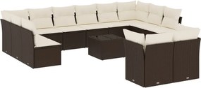 vidaXL 13 részes barna polyrattan kerti ülőgarnitúra párnákkal