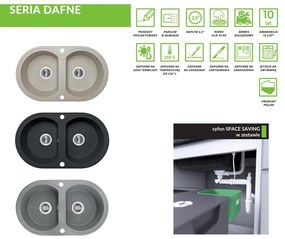 Laveo Dafne, 2-kamrás gránit mosogató 780x470x204 mm, bézs, LAV-SBD_420T