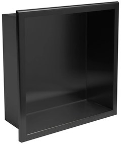 Süllyesztett fürdőszobai polc 30x30 matt fekete
