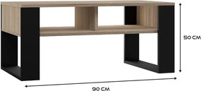 2P dohányzóasztal, sonoma-fekete