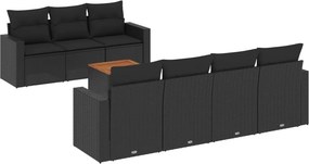 vidaXL 8 részes fekete polyrattan kerti ülőgarnitúra párnákkal