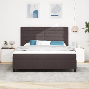 Rugós ágy matraccal és LED világítással, sötétbarna, 180 x 200 cm szövet