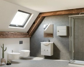 Zaffiro 55cm-es két ajtós fürdőszobaszekrény szürke tölgy  + mosdó