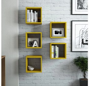 KÉSZLET 5x Fali polc BOX sárga