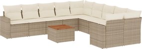 vidaXL 11 részes bézs polyrattan kerti ülőgarnitúra párnákkal