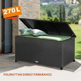 RICCO polyrattan tárolódoboz, 117 x 53 x 60cm, fekete Casaria