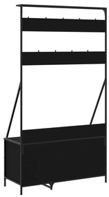 fekete ruhafogas cipőpolccal 100x41x184 cm