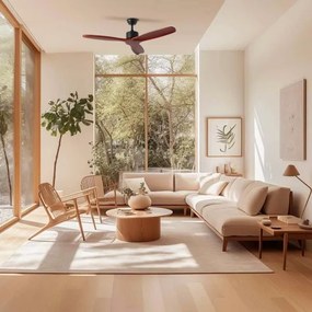 ZEVENTI - Mennyezeti ventilátor CUENCA Wi-Fi Tuya fekete/tölgy + távirányító