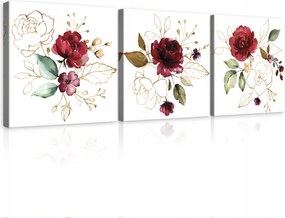 Hálószoba Nappali Kép Virágok Rózsák Triptichon 3 Részes Vászonkép