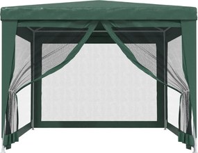Zöld HDPE rendezvénysátor 4 hálós oldalfallal 3x4 m