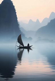 Poszter 67,5x100cm Magányos hajóút a folyón