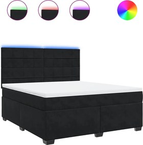 vidaXL fekete bársony rugós ágy matraccal 180x200 cm