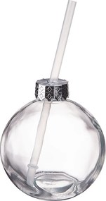 SANTA'S BUBBLE üveg pohár szívószállal, átlátszó