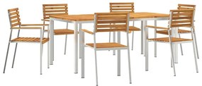 vidaXL Kert étkező szett 7 pcs Barna Tömör Akácfa