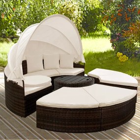 Deuba Rattan kerti ágy LAZY Ø185 cm - barna