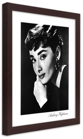 Gario Poszter Audrey Hepburn portréja A keret színe: Természetes, Méret: 70 x 100 cm