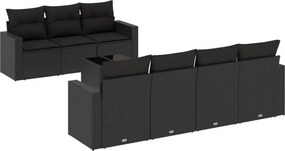 vidaXL 8 részes fekete polyrattan kerti ülőgarnitúra párnákkal