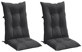 2 db antracit szövet magas háttámlájú székpárna 120x50x7 cm