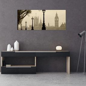 Kép - London a ködben, Anglia (120x50 cm)