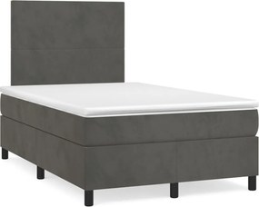 vidaXL sötétszürke bársony rugós ágy matraccal 120 x 200 cm