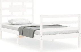 vidaXL fehér tömör fa ágykeret fejtámlával 90 x 200 cm