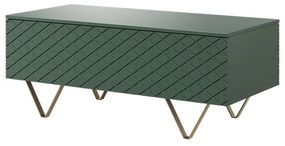 Scalia 120 2K dohányzóasztal fiókkal - matt sötétzöld / arany lábak