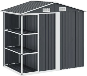 vidaXL antracitszürke vas kerti fészer állvánnyal 205 x 130 x 183 cm