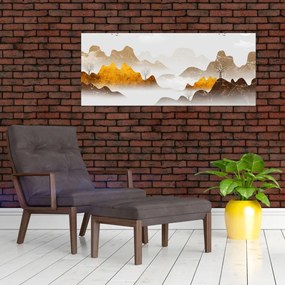 Kép - Hegyek a ködben (120x50 cm)