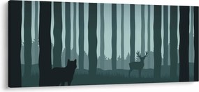 Kép - Szarvas farkassal a sziklák között (120x50 cm)