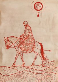 Poszter 67,5x95cm Lovas és ló vázlatok