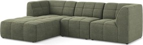 Zöld buklé sarokkanapé (bal oldali-heverő résszel) Aloha – Makamii