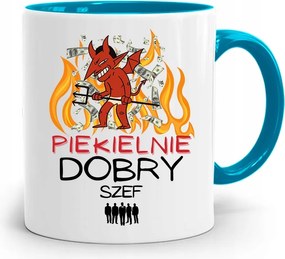 Kék Bögre A Főnöknek Pokolian Jó Ajándék fényképes nyomtatással