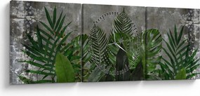 Kép - Betonfal növényekkel (órával) (90x30 cm)