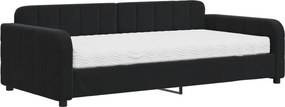 vidaXL fekete bársony kanapéágy matraccal 100 x 200 cm