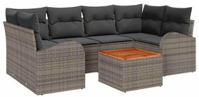 vidaXL Kerti Kanapé Szett tárolóval 7 pcs Szürke polirattan