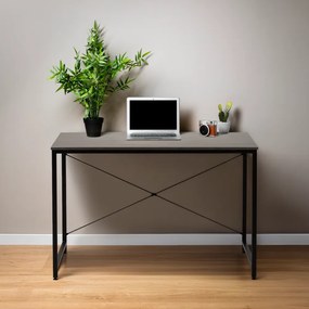 Íróasztal, beton/fekete, 120x60 cm, MELLORA