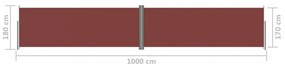 barna behúzható oldalsó napellenző 180 x 1000 cm