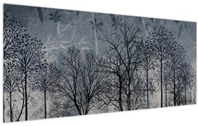 Kép - Fa sziluettek levelekkel (120x50 cm)