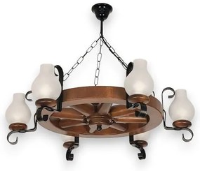 Brilagi - Csillár láncon ROATA 6xE14/40W/230V bükkfa/dió