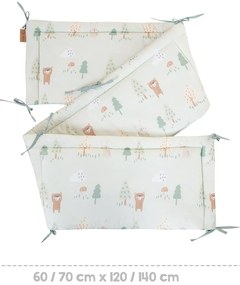 Világoszöld pamut rácsvédő 170 cm Woodland Buddies – Roba