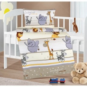 Bellatex pamut bölcsőágynemű Agata Safari bézs, 90x 135 cm, 45 x 60 cm, 45 x 60 cm