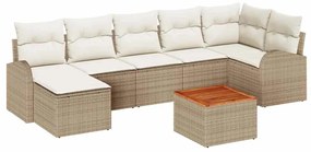vidaXL Kerti Kanapé Szett tárolóval 8 pcs Beige és krém polirattan